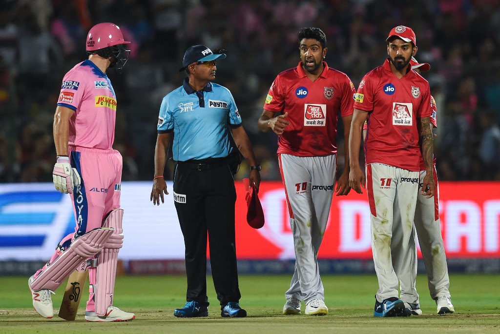 Jos Buttler and Ravichandran Ashwin during their 'Mankading' controversy